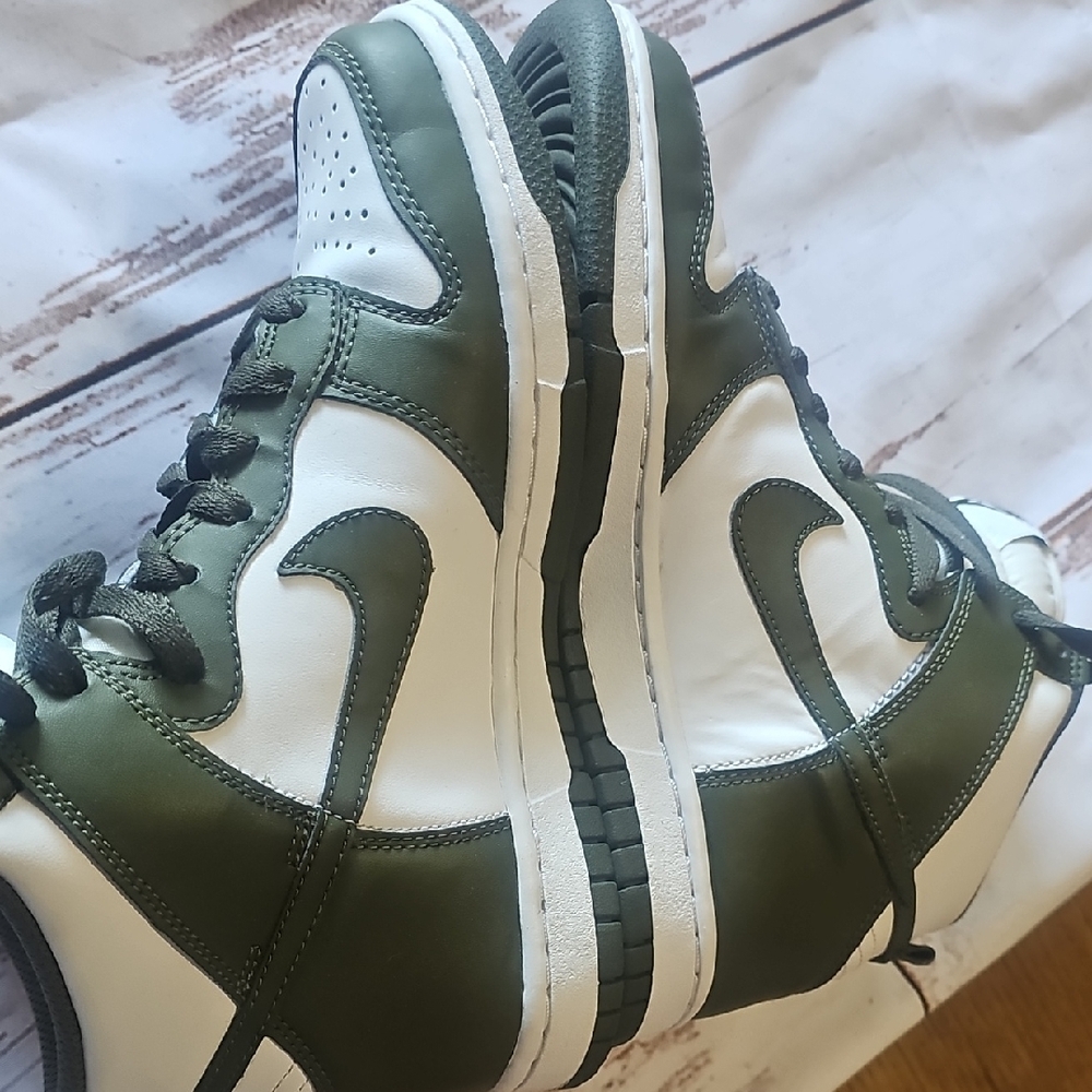 Nike Olive and White High-Top Sneakers - Picture 5 of 9